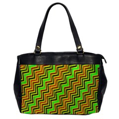 Green Red Brown Zig Zag Background Office Handbags by BangZart