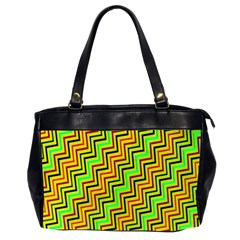 Green Red Brown Zig Zag Background Office Handbags (2 Sides)  by BangZart