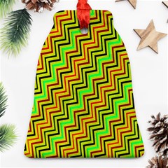 Green Red Brown Zig Zag Background Bell Ornament (two Sides) by BangZart