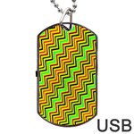 Green Red Brown Zig Zag Background Dog Tag USB Flash (Two Sides) Back