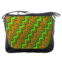 Green Red Brown Zig Zag Background Messenger Bags by BangZart