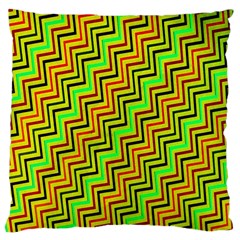 Green Red Brown Zig Zag Background Large Cushion Case (one Side) by BangZart