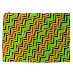 Green Red Brown Zig Zag Background Cosmetic Bag (xxl)  by BangZart