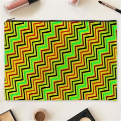 Green Red Brown Zig Zag Background Cosmetic Bag (xxxl)  by BangZart