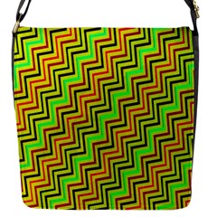 Green Red Brown Zig Zag Background Flap Messenger Bag (s) by BangZart