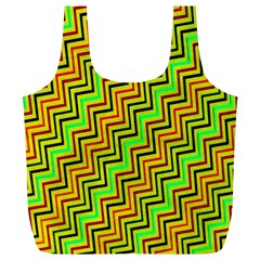 Green Red Brown Zig Zag Background Full Print Recycle Bags (l)  by BangZart