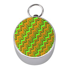 Green Red Brown Zig Zag Background Mini Silver Compasses by BangZart