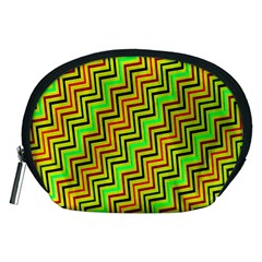 Green Red Brown Zig Zag Background Accessory Pouches (medium)  by BangZart