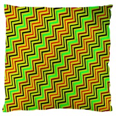 Green Red Brown Zig Zag Background Large Flano Cushion Case (two Sides) by BangZart