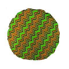 Green Red Brown Zig Zag Background Standard 15  Premium Flano Round Cushions by BangZart