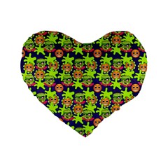 Smiley Monster Standard 16  Premium Flano Heart Shape Cushions