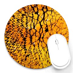 Yellow Chevron Zigzag Pattern Round Mousepads by BangZart