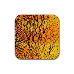 Yellow Chevron Zigzag Pattern Rubber Coaster (square)  by BangZart