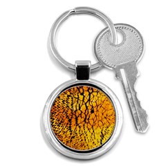 Yellow Chevron Zigzag Pattern Key Chains (round) 