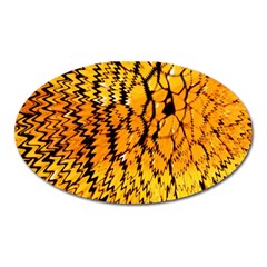 Yellow Chevron Zigzag Pattern Oval Magnet