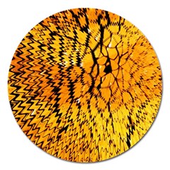 Yellow Chevron Zigzag Pattern Magnet 5  (round) by BangZart