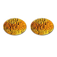 Yellow Chevron Zigzag Pattern Cufflinks (oval) by BangZart