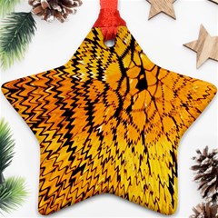 Yellow Chevron Zigzag Pattern Star Ornament (two Sides)