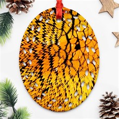 Yellow Chevron Zigzag Pattern Ornament (oval Filigree) by BangZart