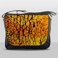 Yellow Chevron Zigzag Pattern Messenger Bags by BangZart