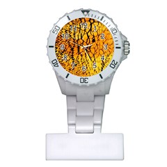 Yellow Chevron Zigzag Pattern Plastic Nurses Watch by BangZart