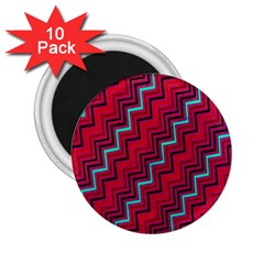 Red Turquoise Black Zig Zag Background 2 25  Magnets (10 Pack)  by BangZart