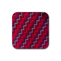 Red Turquoise Black Zig Zag Background Rubber Coaster (square)  by BangZart