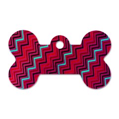 Red Turquoise Black Zig Zag Background Dog Tag Bone (one Side) by BangZart