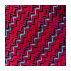 Red Turquoise Black Zig Zag Background Medium Glasses Cloth by BangZart