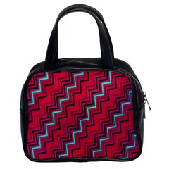 Red Turquoise Black Zig Zag Background Classic Handbags (2 Sides) by BangZart