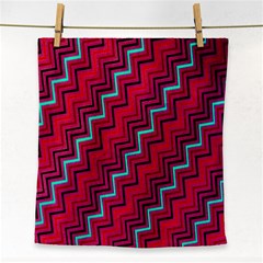 Red Turquoise Black Zig Zag Background Face Towel by BangZart