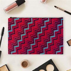 Red Turquoise Black Zig Zag Background Cosmetic Bag (large)  by BangZart