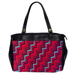 Red Turquoise Black Zig Zag Background Office Handbags (2 Sides)  by BangZart