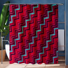 Red Turquoise Black Zig Zag Background Shower Curtain 60  X 72  (medium)  by BangZart