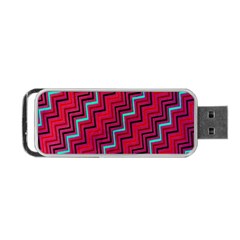 Red Turquoise Black Zig Zag Background Portable Usb Flash (two Sides) by BangZart