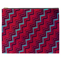 Red Turquoise Black Zig Zag Background Cosmetic Bag (xxxl)  by BangZart