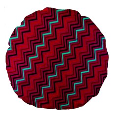 Red Turquoise Black Zig Zag Background Large 18  Premium Round Cushions by BangZart