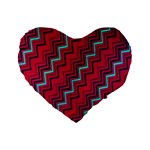 Red Turquoise Black Zig Zag Background Standard 16  Premium Heart Shape Cushions Front