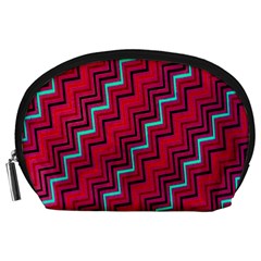 Red Turquoise Black Zig Zag Background Accessory Pouches (large)  by BangZart