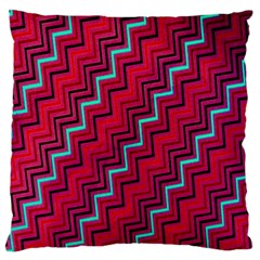 Red Turquoise Black Zig Zag Background Large Flano Cushion Case (one Side) by BangZart