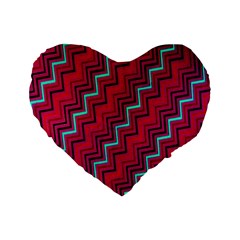 Red Turquoise Black Zig Zag Background Standard 16  Premium Flano Heart Shape Cushions by BangZart