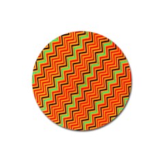 Orange Turquoise Red Zig Zag Background Magnet 3  (round) by BangZart