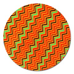 Orange Turquoise Red Zig Zag Background Magnet 5  (round) by BangZart