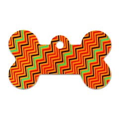 Orange Turquoise Red Zig Zag Background Dog Tag Bone (two Sides) by BangZart