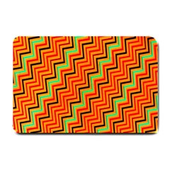 Orange Turquoise Red Zig Zag Background Small Doormat  by BangZart