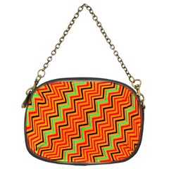 Orange Turquoise Red Zig Zag Background Chain Purses (two Sides)  by BangZart