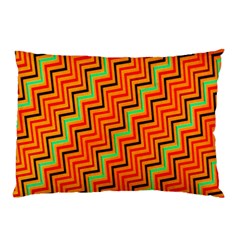 Orange Turquoise Red Zig Zag Background Pillow Case by BangZart