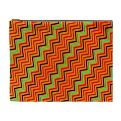 Orange Turquoise Red Zig Zag Background Cosmetic Bag (xl)