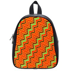 Orange Turquoise Red Zig Zag Background School Bags (small)  by BangZart