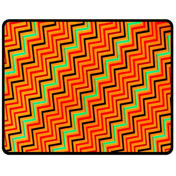 Orange Turquoise Red Zig Zag Background Fleece Blanket (Medium) 